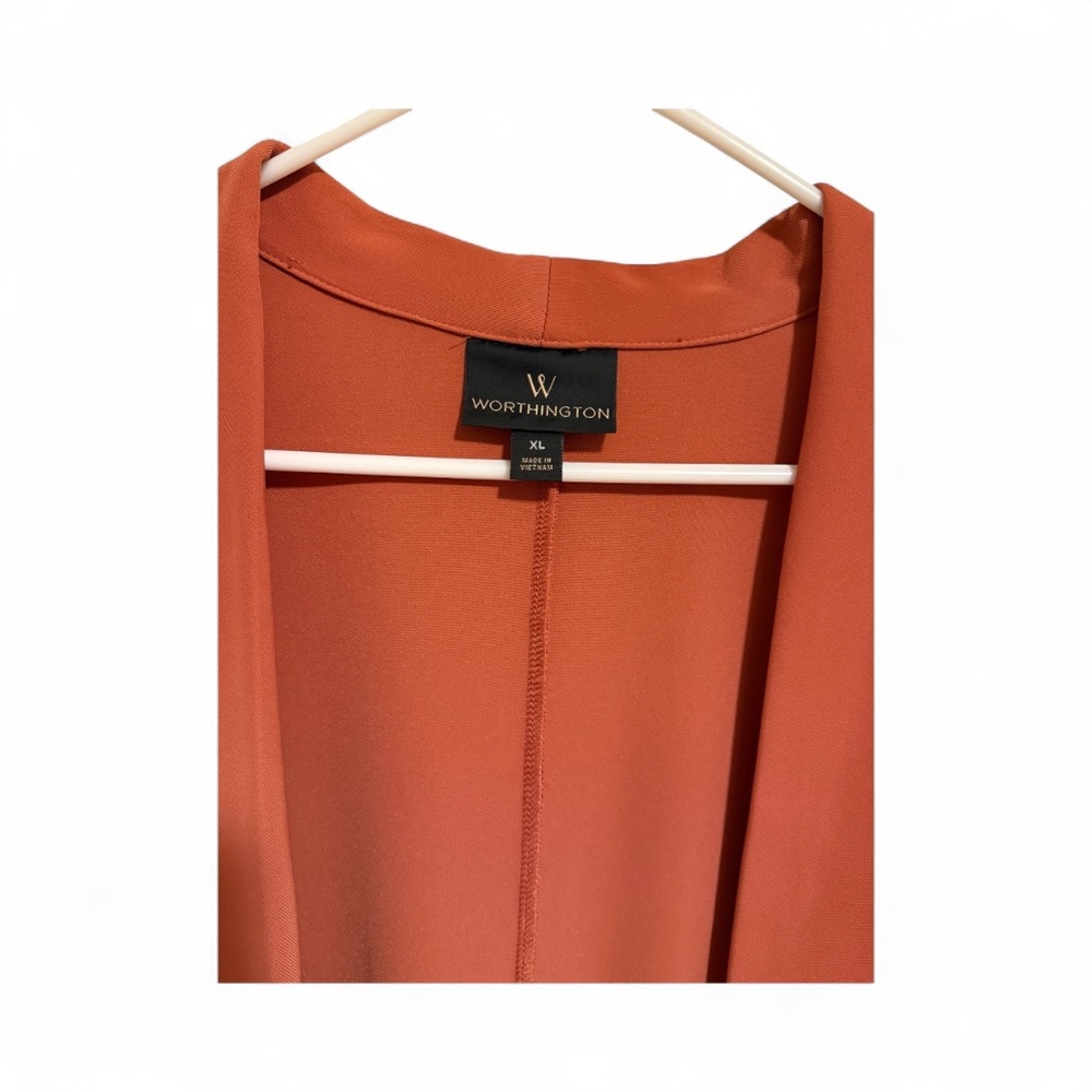 NWOT Worthington women's burnt orange or rust-colored open-front blazer - Picture 2 of 7